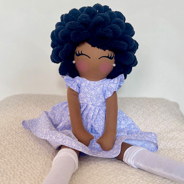 Poupette Afro robe bleue