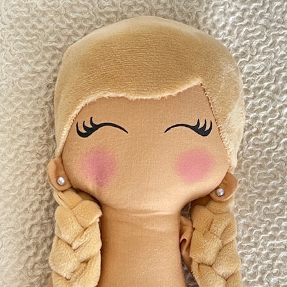 Mini Poupette blonde - Poupée artisanale - Robe jaune