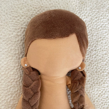 Mini Poupette brune - Poupée artisanale - Robe jaune